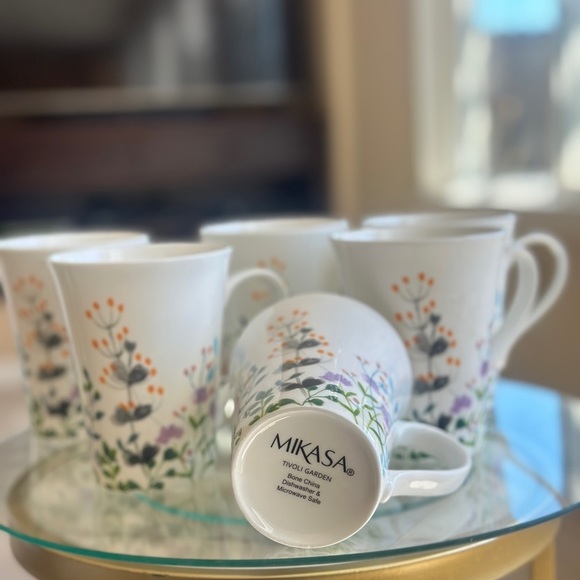 Mikasa Tivoli Garden Bone China Mug Set – Botanical Leaf Pattern (Set of 6) - Picture 4 of 5